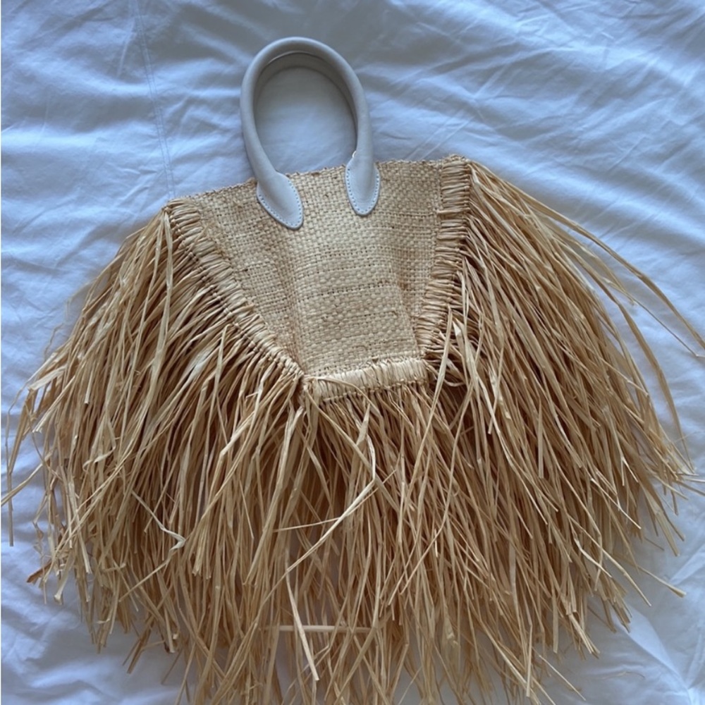 Jacquemus mini straw bag with dustbag and crossbody strap
